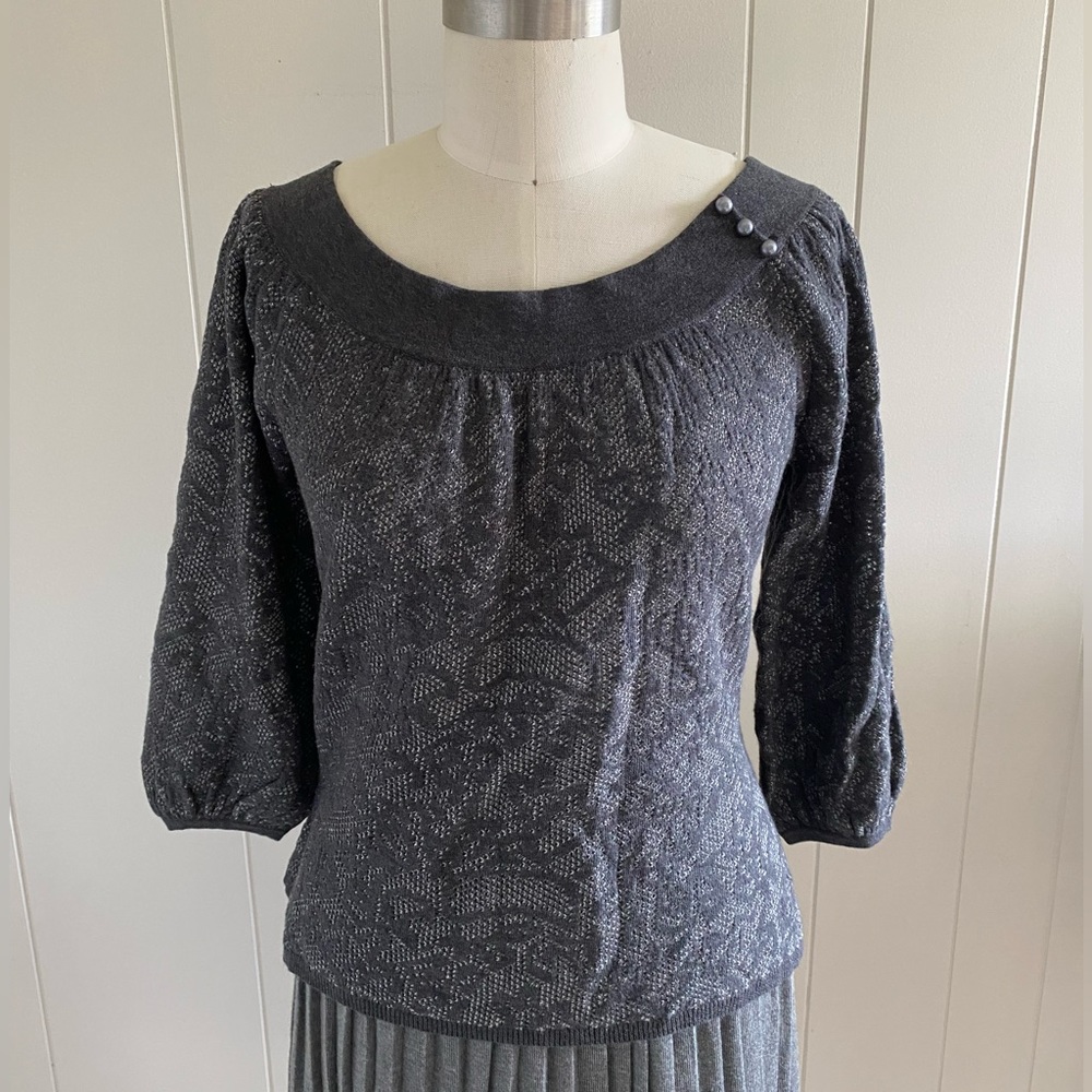 Ballet neck jacquard pattern pullover sweater